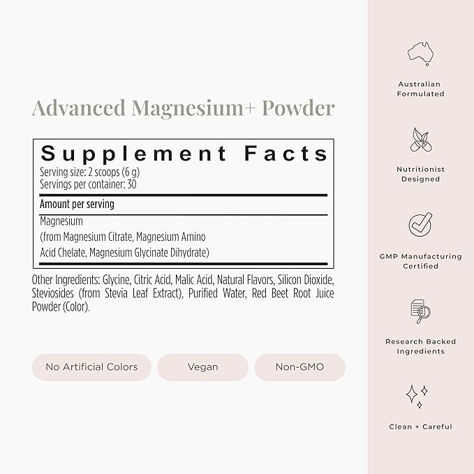 JSHealth Magnesium Powder for Sleep. 400mg Triple-Form Glycinate, Citrate, Amino Acid Chelate. Raspberry Lemonade. By Nutritionist Jessica Sepel (30 Servings) - Raspberry Lemonade