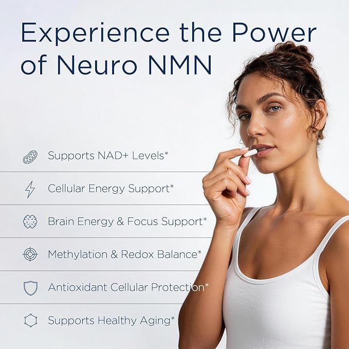 NMN Supplement Liposomal Neuro NMN with Resveratrol, TMG, Quercetin, CoQ10, Rhodiola, NAC, Astaxanthin & Magnesium NAD+ Precursor Supports Brain Cellular Energy & NAD+ Levels | 60 Delayed Release Caps