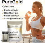 PureGold - Bovine Colostrum Powder - 100% Pure New Zealand Grass Fed, Supports Gut Health, Skin, Hair, & Immunity – Colostrum Supplement, Unflavored, 30 Travel Packets