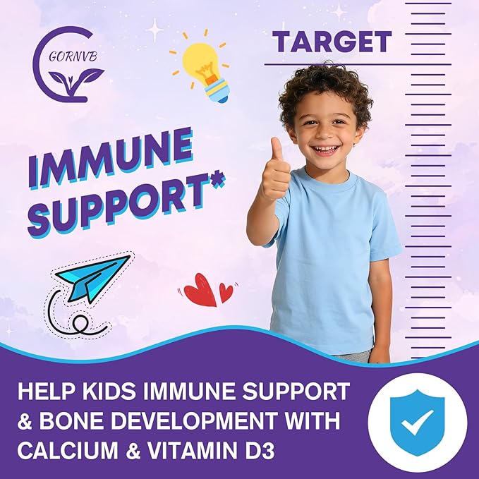 Kids Sleep Gummies, Magnesium Bisglycinate 100/200 mg + 200/400 mg Calcium Citrate for Kids 4+, w/L-Theanine, B6, Zinc, D3K2 & GABA, Lemon Balm, Chamomile Extract for Zzz & Relax, Bone, Muscle -2 Pack