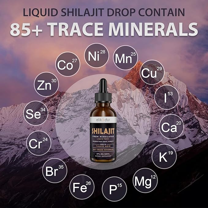 Shilajit Resin Organic Liquid Supplement, Shilajit Himalayan Organic, Liquid Vitamins for Women and Men, 85+ Trace Minerals, Alternative to Resin & Capsules, Energy & Immune Function, Vegan, 120 ml