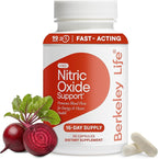 Berkeley Life Nitric Oxide Support Supplement - Nitric Oxide Booster for Men & Women - Blood Flow & Circulation with Beet Root Powder to Support Energy, Heart Health & Healthy Blood Pressure- 30 Count