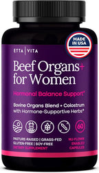 Primal Beef Organ Supplement for Women (Made in USA) Boosted w Shatavari, Maca, Ashwagandha, and Chasteberry - Grass Fed Uterus, Ovary, Liver, Kidney, Heart Bone Matrix, Gotu Kola and Queen Colostrum