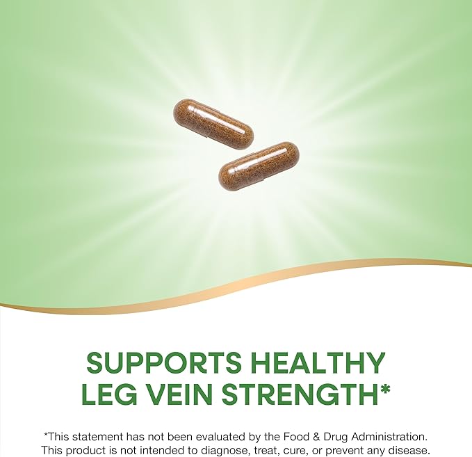 Nature's Way Leg Veins, Supports Healthy Leg Vein Strength*, 6-Herb Blend, With Horse Chestnut Extract, Dandelion, Gluten Free, 120 Vegan Capsules (Packaging May Vary) - 2 Pack