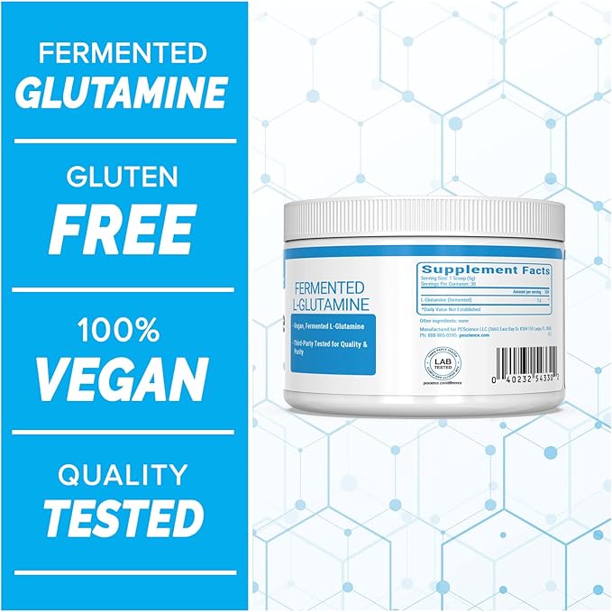 PEScience TruGlutamine, Fermented L-Glutamine Powder, Gut Health Support, Vegan, Third-Party Tested - Unflavored, 30 Servings