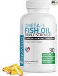 Bronson Omega 3 Fish Oil Triple Strength 2720 mg, High EPA 1250 mg DHA 488 mg, Non-GMO Heavy Metal Tested, 90 Softgels
