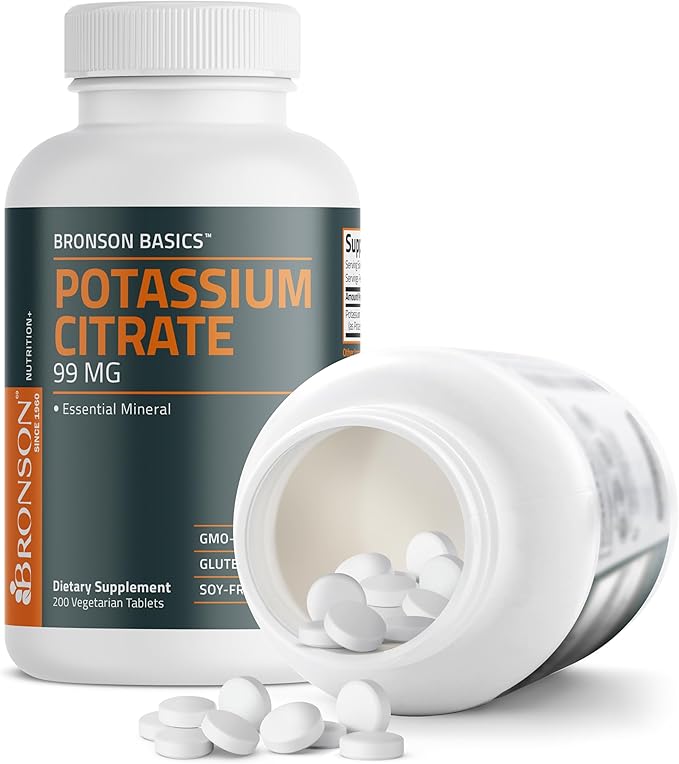 Bronson Potassium Citrate 99mg Essential Mineral Non-GMO, 200 Vegetarian Tablets