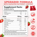 90 Count | Iron Supplement for Women, Men & Kids, Iron Gummies for Iron Deficiency & Anemia with Vitamin C B6 B12,Folate-Iron Supplement Support Bl♡♡d Oxygen & Energy Boost, Vegan,Non-GMO &Gluten Free