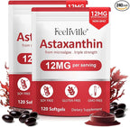 VOFANK Astaxanthin 12mg, Premium Astaxanthin Supplements with Antioxidant Activity, Supports Eye, Joint, Immune, Skin Health, Internal Circulation, Non-GMO & No Gluten 240 Softgels