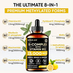 Venture Pal Vitamin B Complex Liquid Drops, B12 Methylcobalamin | B9 Folic | B1,B2,B3,B5,B6,B15 - Vitamin C, Choline, Inositol, Immune & Energy Metabolism, Brain & Heart Support