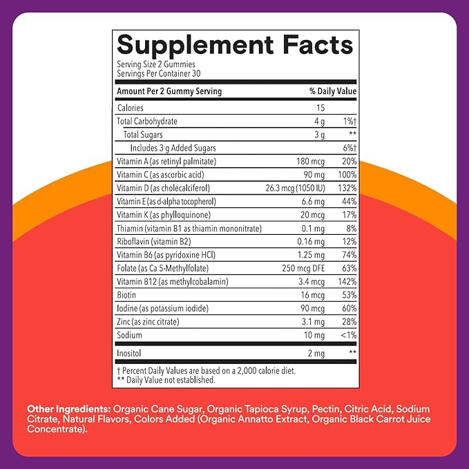 SmartyPants Kids Multivitamin & Immunity Gummies: Vitamins C, D, B6, B12, A, and Zinc for Immune Support, Biotin, Iodine, Gluten Free, Two Fruit Flavors, 60 Count (30 Day Supply)