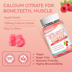 Calcium Citrate Gummies 1200mg, Chewable Calcium Supplement for Women & Men,Ultimate Absorption Calcium Gummies for Muscle & Immune Support, Sugar Free, Raspberry Flavor, 120 Count