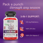 ZHOU Elder-Mune Elderberry Gummies - Black Elderberry, Vitamin C, & Zinc, Daily Immune Support Supplement for Women & Men, Natural Chews for Adults & Children 4 & Up - 60 Gummies (2 Pack)