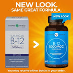 Vitamin World Vitamin B-12 5000 mcg. Sublingual 60 Microlozenges, Supports Energy Metabolism, Supports Heart Health