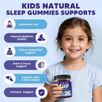 Kids Sleep Gummies Melatonin Free - with Magnesium Glycinate, Lemon Balm, L-Theanine & GABA - Calming Relaxation, Support Natural Sleep, Quiet Mind - Berry Flavor, Non-Habit Forming, 120 Count