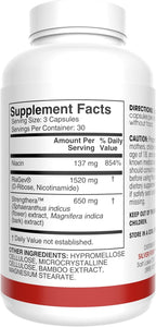 Silver Fern Build (1 Pack) – RiaGev + Strengthera™ – Niacin & Botanical Extracts – 90 Capsules (30 Servings) – Supports NAD+ Levels, Energy Metabolism & Muscle Function – Vegan Formula