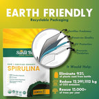 Sunlit Best Spirulina Powder Organic USDA - Chlorophyll, Fast Absorption, Blue-Green Spirulina Algae, Raw Vegan Protein - Non-GMO, Gluten Free Superfood Energy, Gut, Immune Support Supplement - 8 Oz
