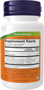 NOW Foods Supplements, Silymarin Milk Thistle Extract 150 mg with Turmeric, Supports Liver Function*, 60 Veg Capsules