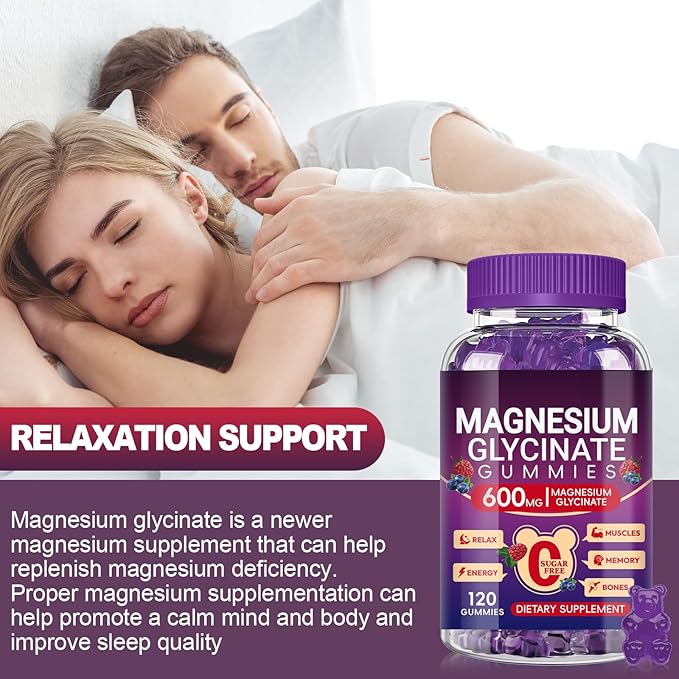 Magnesium Glycinate Gummies 600mg, Sugar Free Mix Berry
