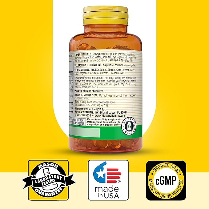 MASON NATURAL Vitamin B,Complex, 300,Day Supply, for Normal Nerve Support and Energy Metabolism, 100 Softgels (Pack of 3)