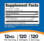 Nutricost Astaxanthin 12mg, Non-GMO and Gluten Free, 120 Softgels (4 Month Supply)