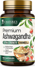Ashwagandha Supplements - Premium Ashwagandha Capsule for Women & Men, Natural Antioxidant Support Ashwa Root Extract, Extra Strength Calm Support with Black Pepper, Vegan - USA Bottled - 180 Capsules