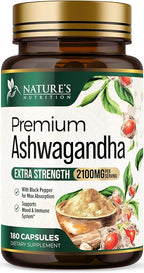 Ashwagandha Supplements - Premium Ashwagandha Capsule for Women & Men, Natural Antioxidant Support Ashwa Root Extract, Extra Strength Calm Support with Black Pepper, Vegan - USA Bottled - 180 Capsules