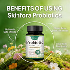 Skin Probiotics Gut-Skin Care Routine Supplement Face Probiotics, Non-GMO, Vegan - 60 Capsules