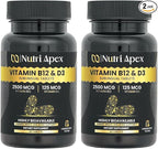 Vitamin B12 2500mcg + Vitamin D3 5000 IU (125mcg) Sublingual Tablets, 60 Count, Daily Energy & Bone Support, Lab Tested, Made in USA (120 Count (Pack of 2))