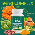 Liposomal Palmitoylethanolamide 2000MG + Luteolin 200MG + Turmeric 200MG & Fisetin 100MG, Micronized Pea 99% Highly Purified Enhanced Absorption Pea Supplement, 240 Capsules