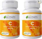 EZ Melts Vitamin C - Daily Vitamin for Antioxidant & Immune Support - No Artificial Flavors - Non-GMO & Sugar-Free - Orange Citrus - 120 Dissolvable Tablets (60 Servings)