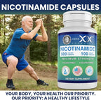 Genex Formulas - Nicotinamide 500mg Vitamin B3 Flush Free Niacin Capsules for Healthy Skin - Niacinamide Supplement Pills Help Produce Keratin & Support Skin Cell Health & Energy - (100 Capsules)