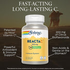 SOLARAY Reacta-C with 500mg Vitamin C, 200mg Bioflavonoid Concentrate, Immune System Defense Vitamins, Patented 24 Hour Immunity Booster Support Supplement, Vegan, 120 Capsules, 120 Servings.