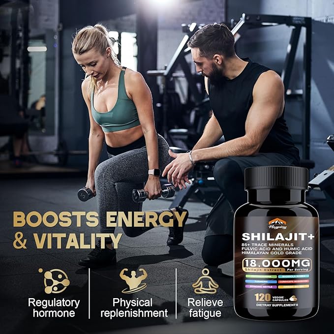 Shilajit Capsules, Himalayan Organic Shilajit for Men and Women, with Ashwagandha Ginseng, Fulvic Acid and More Trace Minerals - 120 Capsules