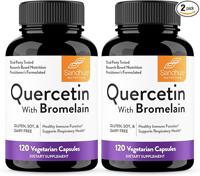 Quercetin with Bromelain Vegetarian Supplement Capsules | 240 Count (1000mg Per Serving 2400 GDU/g) | Supports Healthy Immune System, Helps With Seasonal Allergy Support | High Absorption Antioxidant
