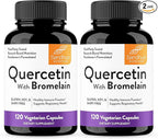 Quercetin with Bromelain Vegetarian Supplement Capsules | 240 Count (1000mg Per Serving 2400 GDU/g) | Supports Healthy Immune System, Helps With Seasonal Allergy Support | High Absorption Antioxidant