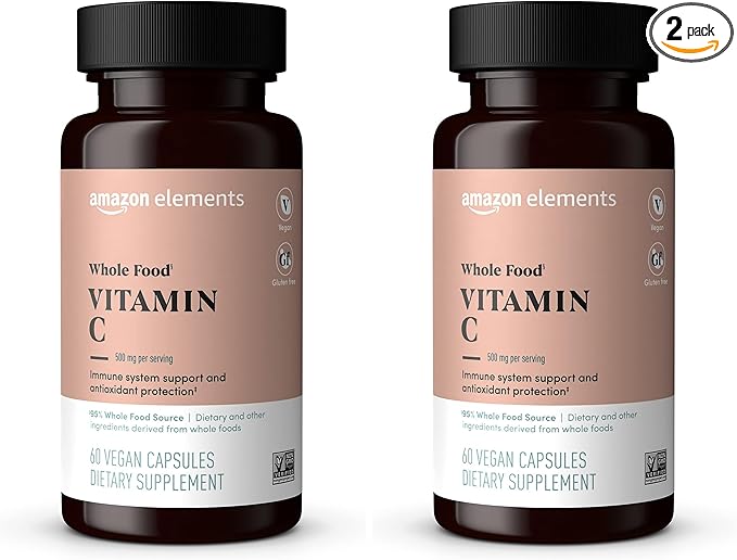 Amazon Elements Whole Food Vitamin C, 60 Capsules (Pack of 2)