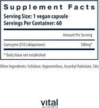 Vital Nutrients CoQ10 100mg - Vegan Supplement - CoEnzyme Q10 from Ubiquinone - Potent Antioxidant to Support Heart Health and Energy Levels* - Gluten, Dairy and Soy Free - Non-GMO - 60 Capsules