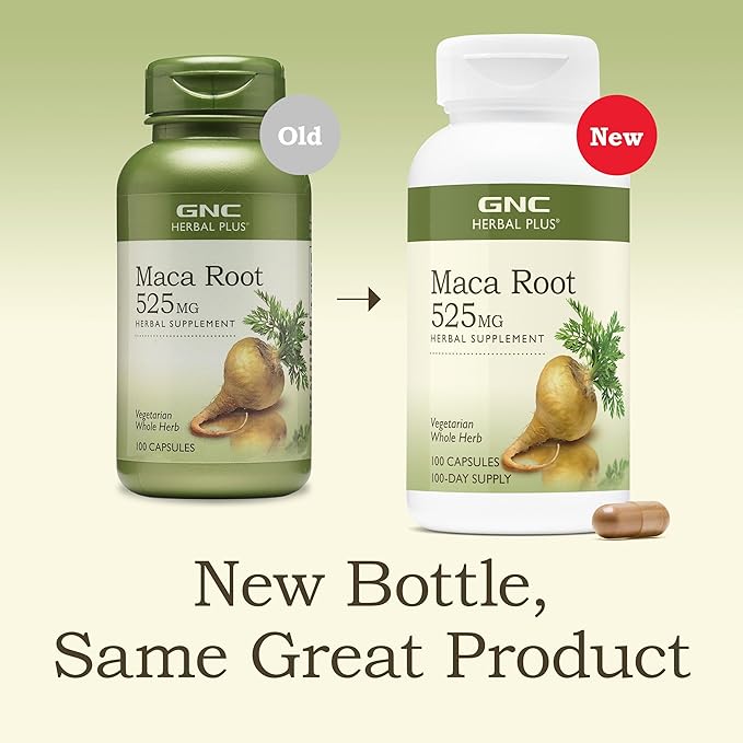 GNC Herbal Plus Maca Root 525mg, Supports Vitality, 100 Capsules