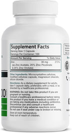 Bronson Zinc Triple Play 30 mg Triple Coverage Immune Support with Zinc Acetate, Picolinate & Orotate - Immune, Antioxidant & Skin Health Support - 100 Vegetarian Capsules