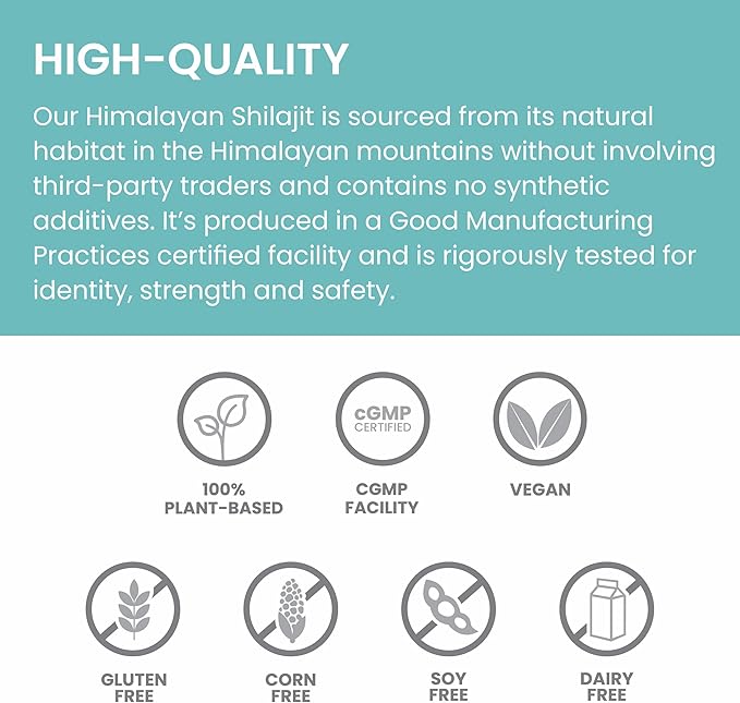 Himalaya Shilajit - Herbal Energy Supplements with Fulvic Acid and 85+ Trace Minerals, from Shilajit Resin, Vegan, Non-GMO, Gluten Free, 250 mg, 60 Capsules