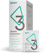 Puori P3 Health Essentials with Magnesium Zinc Complex, Omega 3 Fish Oil & Vitamin D3 Supplements - Men & Womens Daily Multi-Vitamins for Immune System Support & Overall Health - 30 Servings
