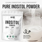 Pure Myo-Inositol Powder Unflavored Inositol Supplement Powder 2.4 lb for Women and Men Smooth-Mixing for Daily Balance and Wellness Vegan Non-GMO Gluten-Free, 1100g