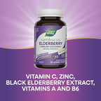 Nature's Way Sambucus Elderberry Immune Chewable for Kids, Ages 2+, Immune Support*, Vitamin C, Zinc, with Superfood Antioxidants(1), Gluten Free, 40 Chewable Tablets (Packaging May Vary)
