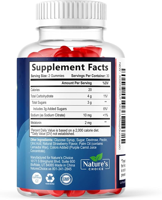Kids Melatonin Gummies - 2mg Melatonin Per Serving - Best Children's Melatonin Gummy for Restful Sleep - Kids Chewable Sleep Supplement - Natural Tasty Berry Flavor - Non-GMO Vegan - 60 Gummies