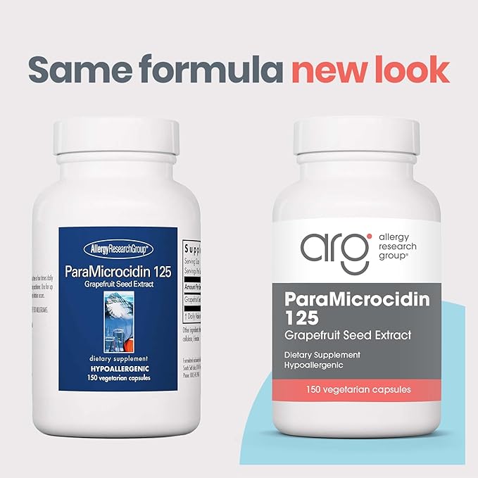 Allergy Research Group ParaMicrocidin 125 Supplement - Grapefruit Seed Extract 250mg, Supports Metabolic Function, Vegetarian Capsules - 150 Count