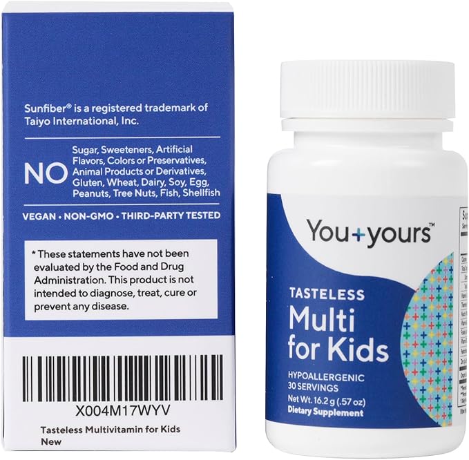 Tasteless Multivitamin Powder for Kids + Toddlers- No Sweeteners, Flavors, Colors or Preservatives. Add to Beverages or Food. Pure, Flavorless Children's Multivitamin Supplement. 30 Servings.