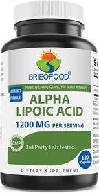 Brieofood Alpha Lipoic Acid 1200mg per Serving - 120 Capsules - Non-GMO, Gluten Free