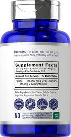 Carlyle L Methylfolate 15mg | 120 Capsules | Value Size | Max Potency | Optimized and Activated | Non-GMO, Gluten Free Supplement | Methyl Folate, 5-MTHF | by Opti-Folate