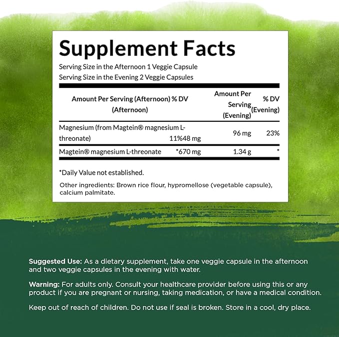 Swanson Magnesium L-Threonate Brain and Cognitive Health Supplement for Professionals Seeking Mental Clarity - 96 mg Magnesium per Serving (90 Vegan Capsules)